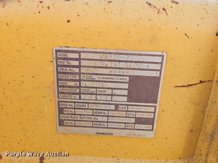 image for item EB1408 2014 Komatsu WA320-7 wheel loader