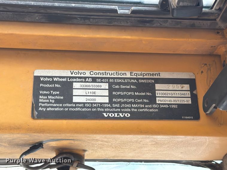 image for item ED5205 2006 Volvo L110E wheel loader