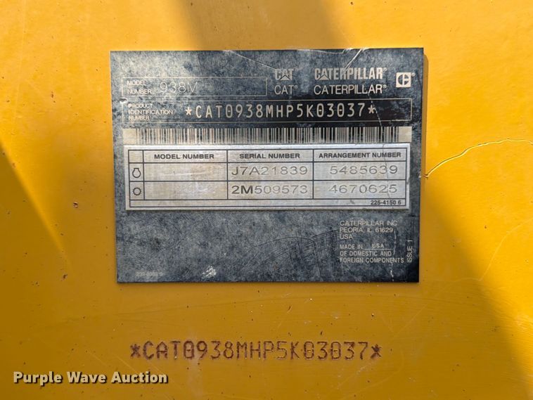 image for item ED5206 2022 Caterpillar 938M wheel loader