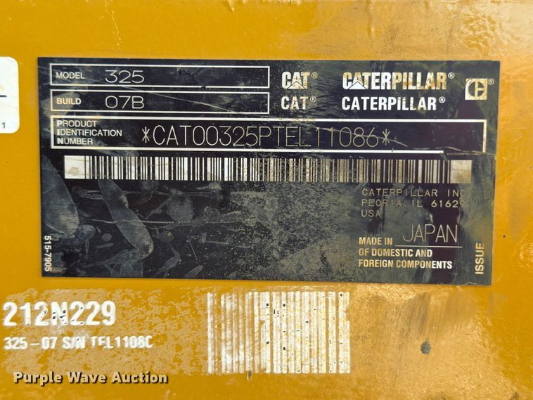 image for item ED5211 2022 Caterpillar 325 excavator