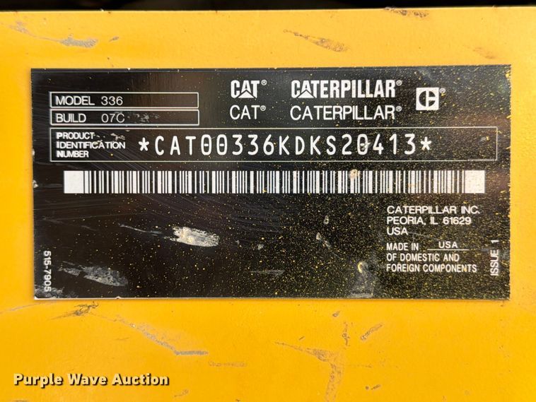 image for item ED5212 2022 Caterpillar 336 excavator