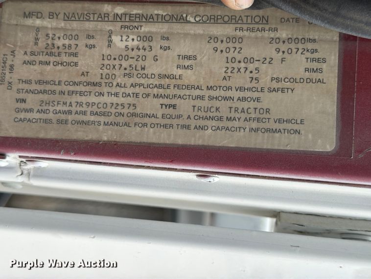 image for item ED5215 1993 International 9200 water truck