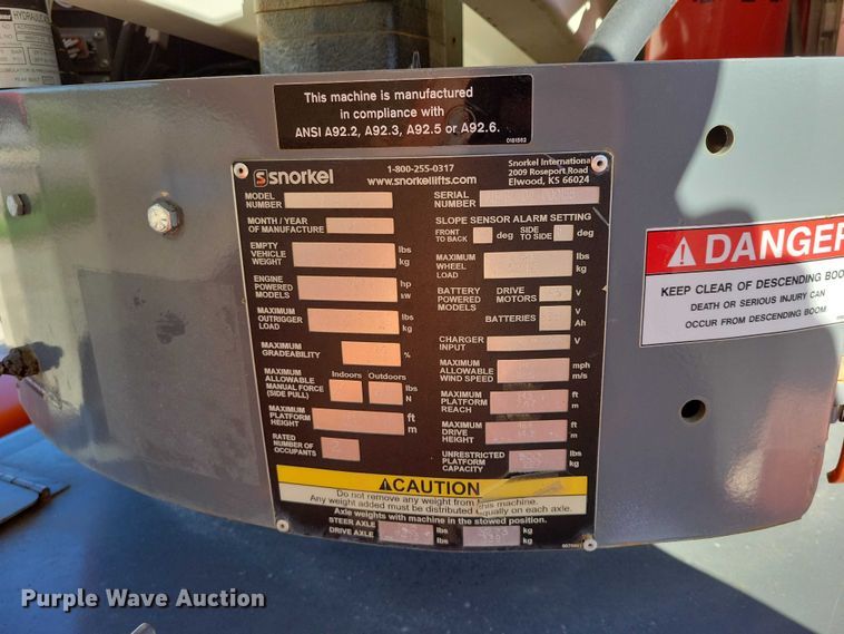 image for item EE0973 2015 Snorkel A46JE boom lift