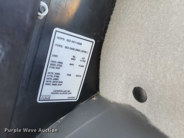 image for item EE0980 2015 Caterpillar 259D tracked skid steer loader