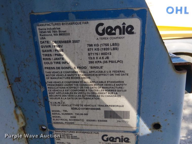 image for item EE5304 2008 Gennie TML 4000 N light plant