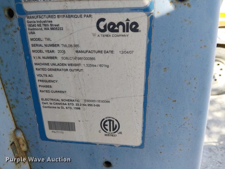 image for item EE5304 2008 Gennie TML 4000 N light plant