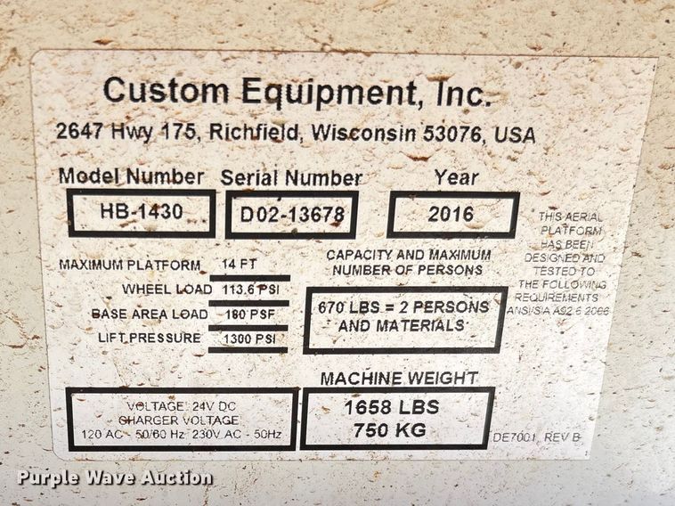 image for item EF1098 2016 Hy-Brid HB-1430 scissor lift