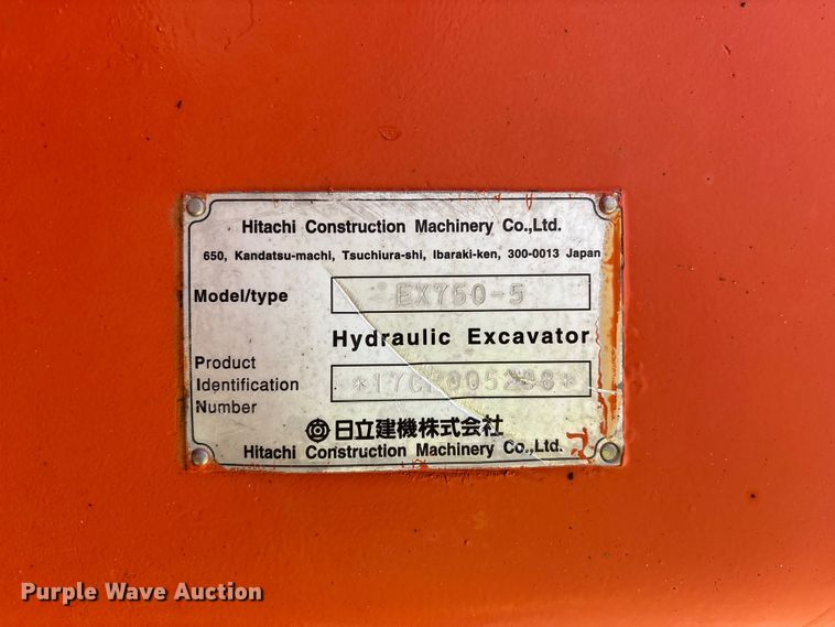 image for item EF1113 1999 Hitachi EX750-5 excavator
