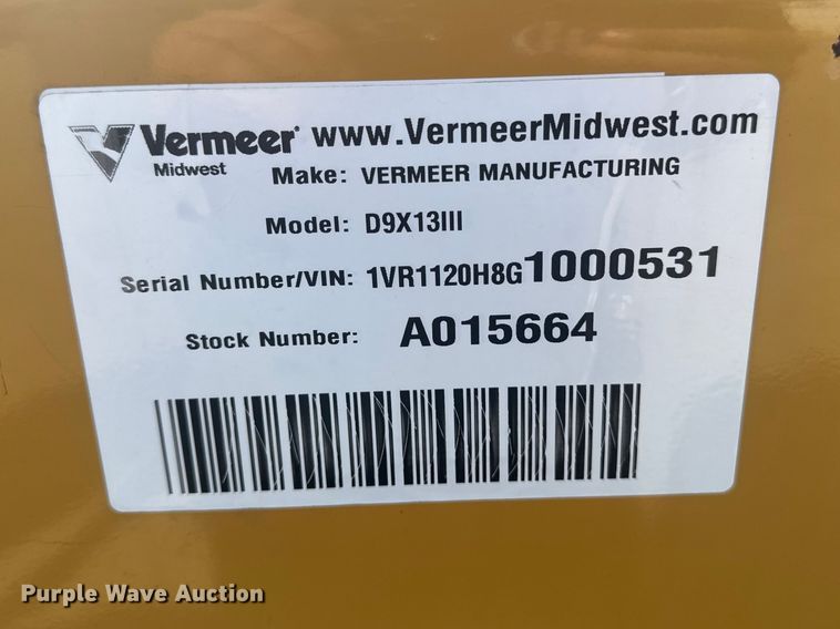 image for item EF2451 2016 Vermeer D9x13III Navigator directional boring unit