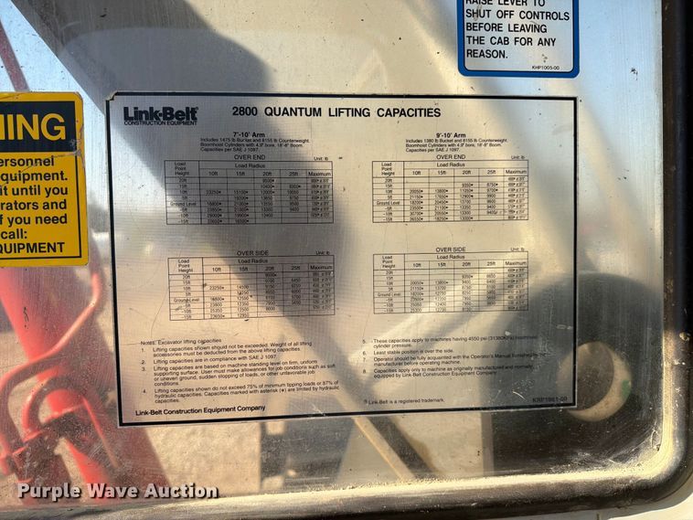 image for item EF2462 1999 Link Belt 2800 Quantum excavator