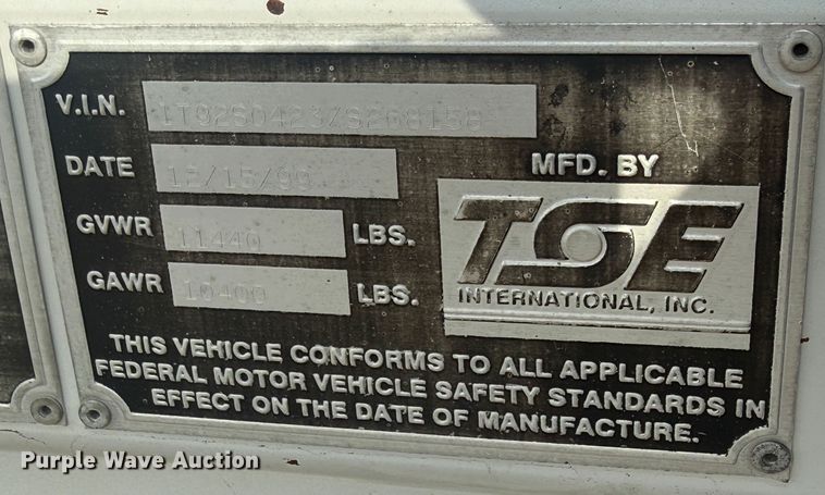 image for item EG2098 1999 TSE International DFT40B reel trailer