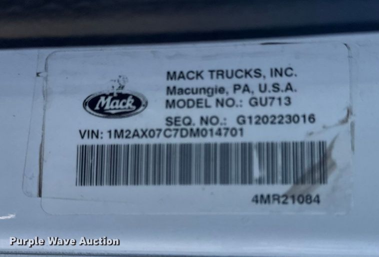 image for item EG2124 2013 Mack GU713 vacuum truck