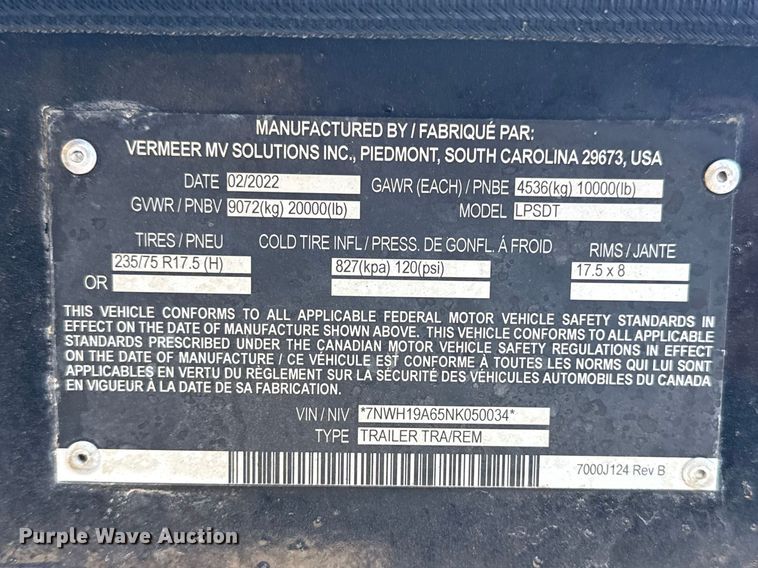 image for item EG8900 2022 Vermeer LP873SDT 