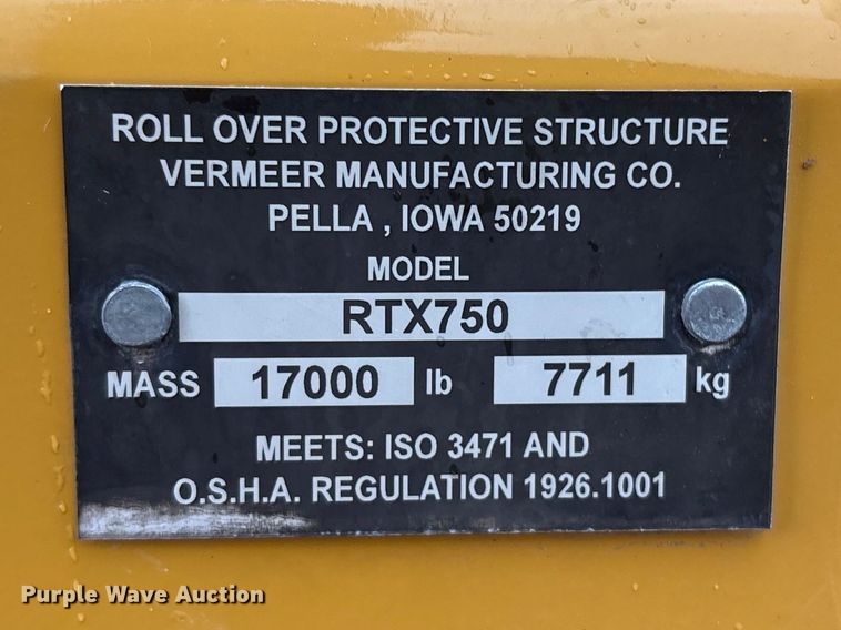 image for item EG8972 2017 Vermeer RTX750 vibratory cable plow