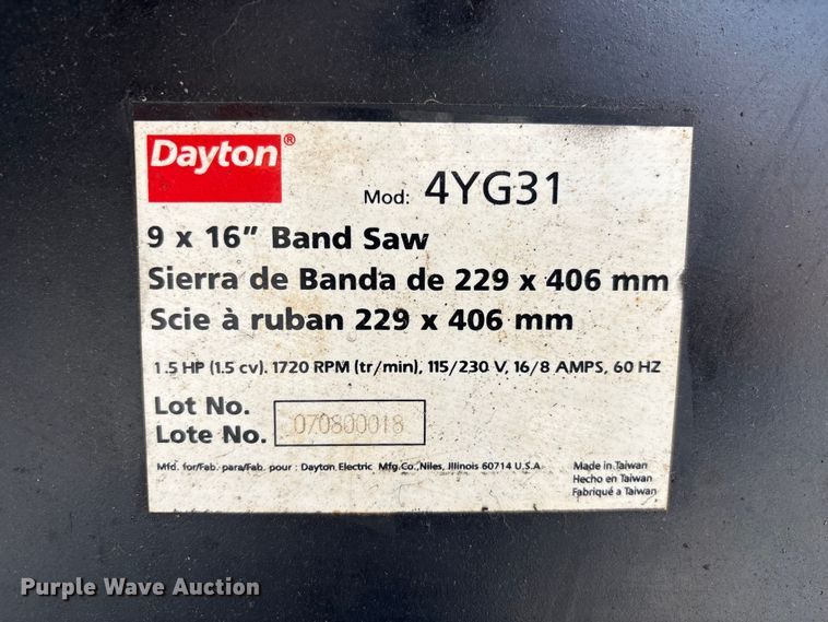 image for item EI5785 Dayton 4YG31 bandsaw