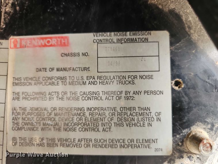 image for item EO7256 1998 Kenworth T600 dump truck