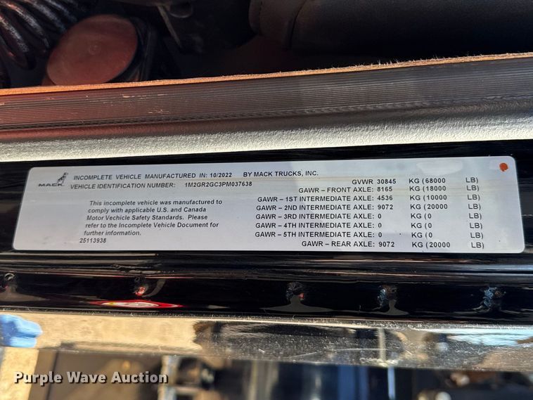 image for item ES5979 2023 Mack Granite hydrovac truck