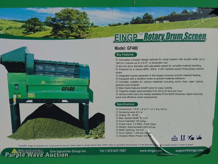 image for item ES8803 Erie Industries GF480 trommel screen
