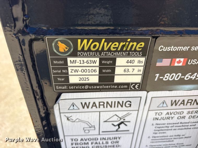 image for item ES8812 2025 Wolverine MF-13-63W skid steer root rake