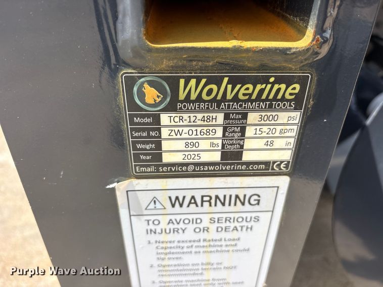 image for item ES8826 2025 Wolverine TCR-12-48H skid steer trencher