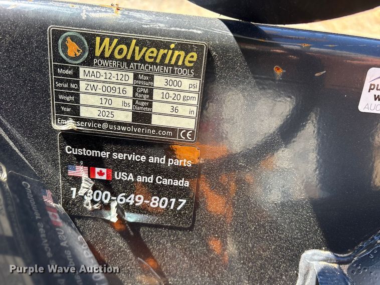 image for item ES8828 2025 Wolverine MAD-12-12D compact utility loader auger