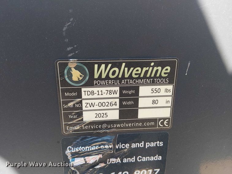 image for item ES8834 2025 Wolverine TDB-11-78W skid steer bucket