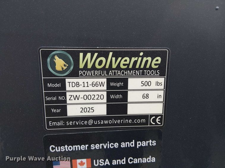 image for item ES8836 2025 Wolverine TDB-11-66W skid steer bucket