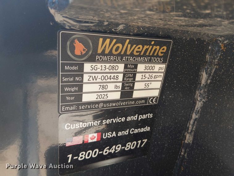 image for item ES8839 2025 Wolverine SG-13-08D skid steer stump grinder