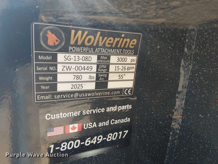 image for item ES8840 2025 Wolverine SG-13-08D skid steer stump grinder