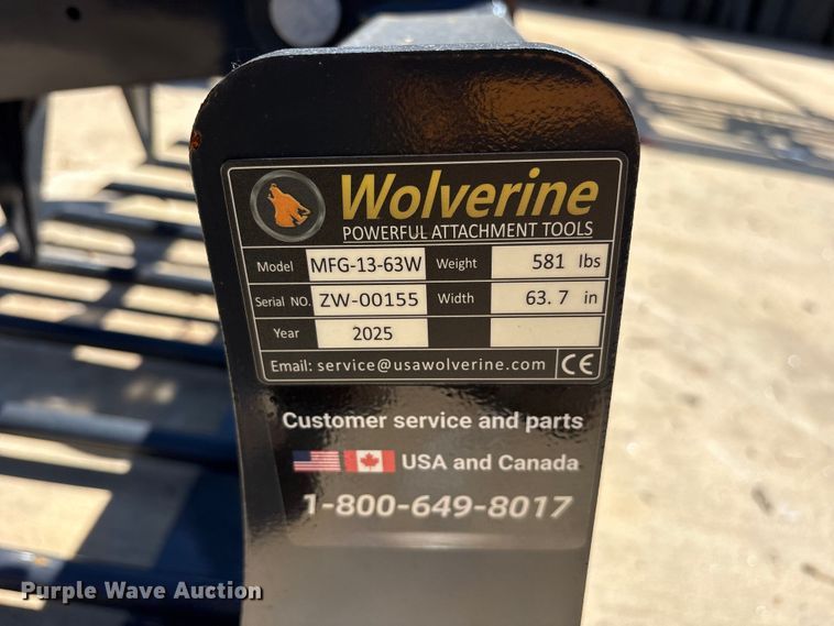 image for item ES8846 2025 Wolverine MFG-13-63W skid steer root grapple bucket