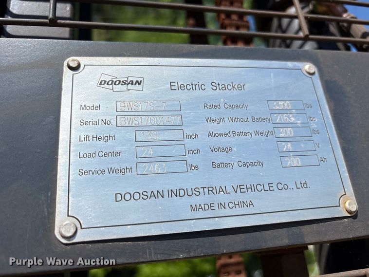image for item ES8901 Doosan BWS17S-7 pallet stacker