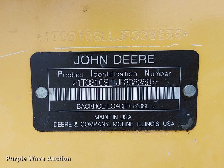image for item ES8937 2018 John Deere 310SL backhoe