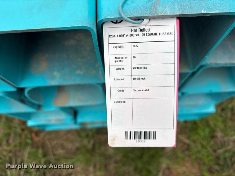 image for item ES8965 (16) joints of galvanized square tubing