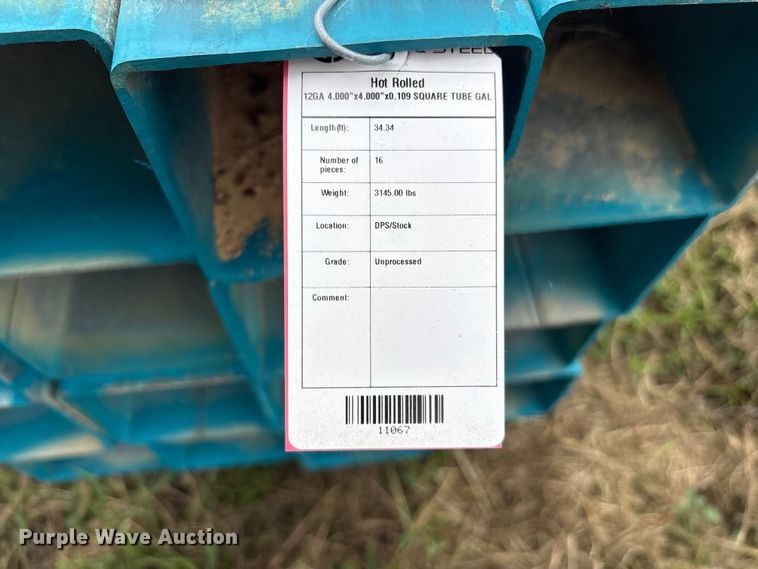image for item ES8970 (16) joints of galvanized square tubing