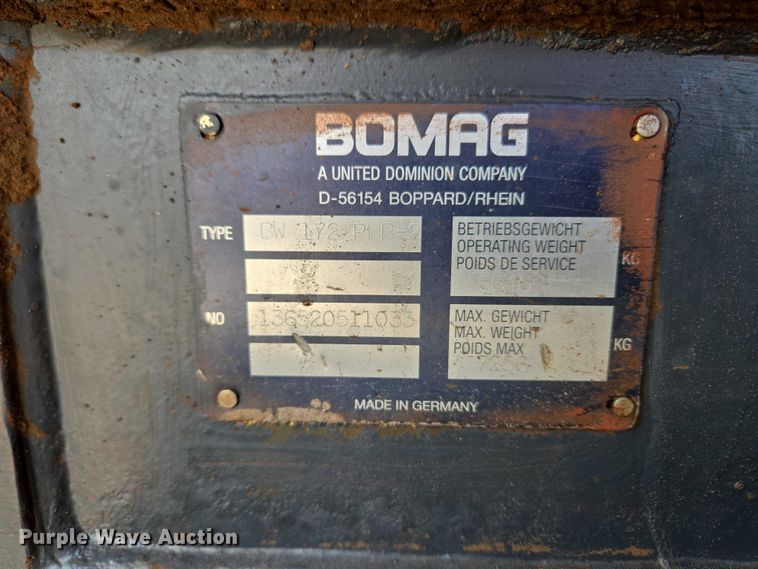 image for item ET5062 Bomag BW172PDB-2 single drum vibratory roller