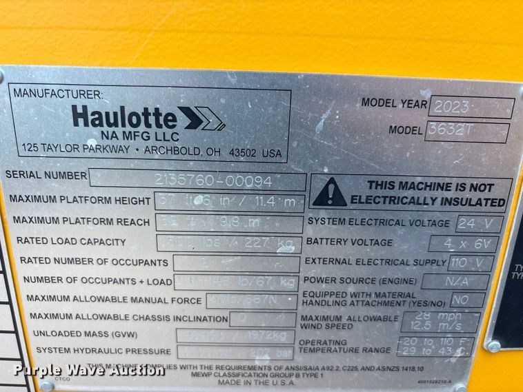 image for item EU0495 2023 Haulotte 3632T boom lift