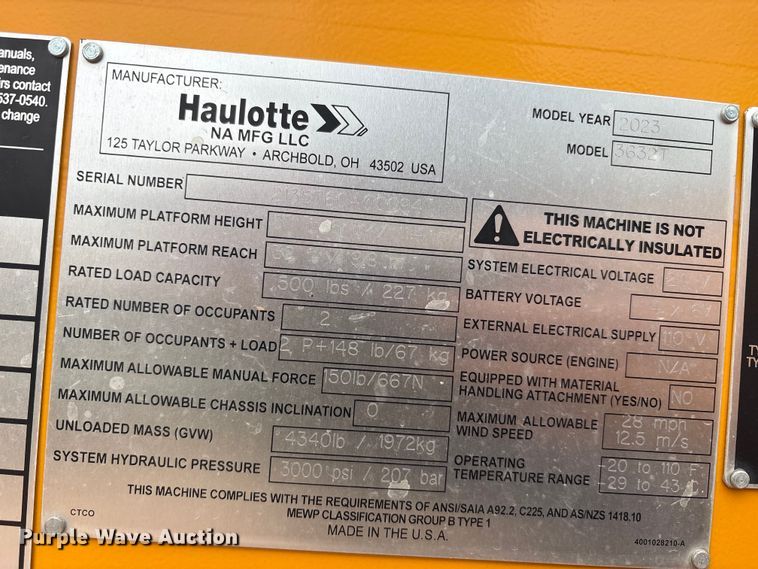 image for item EU0495 2023 Haulotte 3632T boom lift