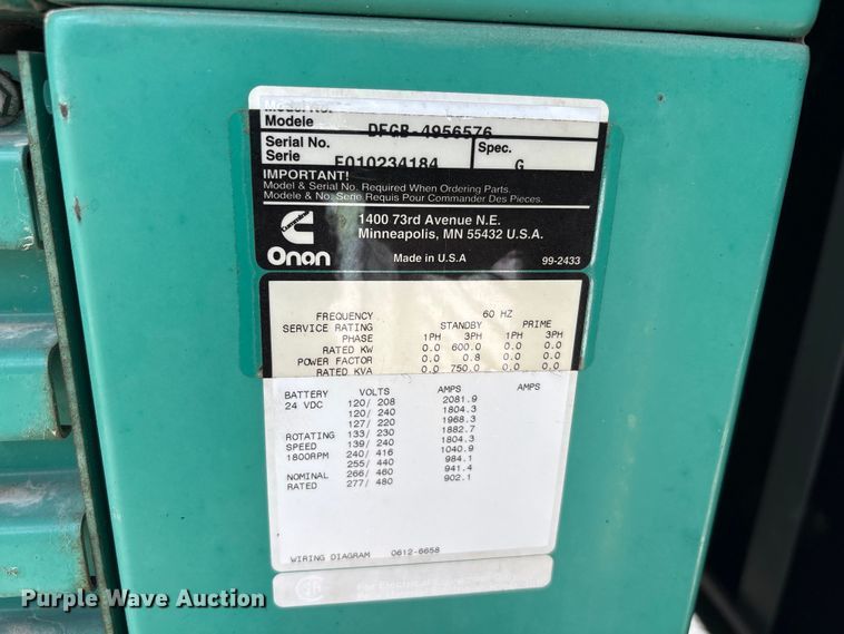 image for item EU0498 Cummins DFGB-4956576 generator