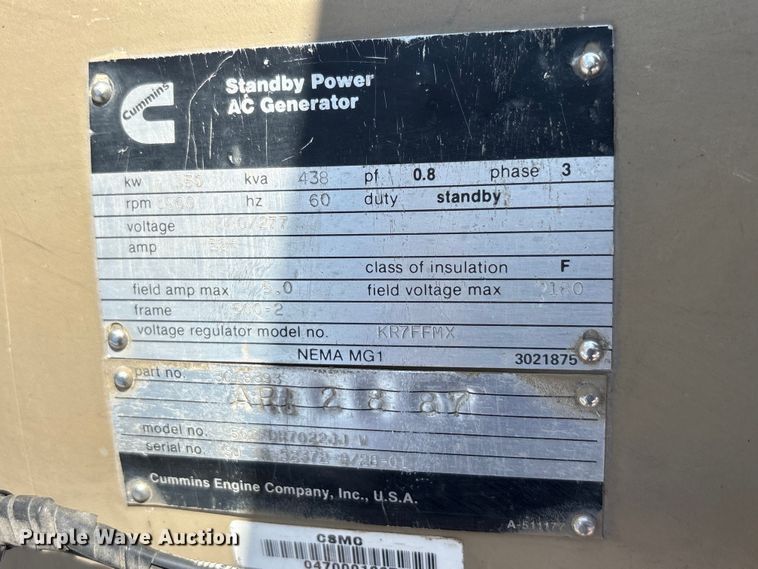 image for item EU0500 -1 Cummins 350Kw generator