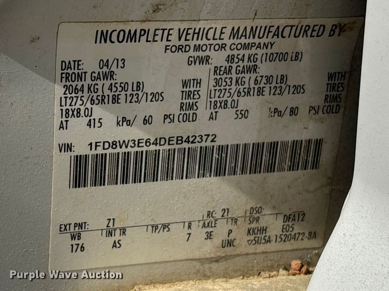 image for item EU0505 2013 Ford F350 Super Duty XL Crew Cab utility bed pickup truck