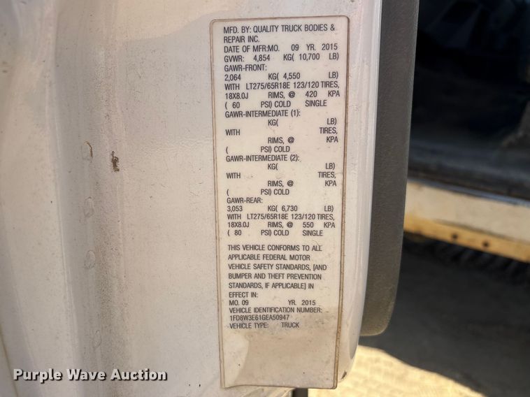 image for item EU0507 2016 Ford F350 Super Duty XL Crew Cab utility bed pickup truck