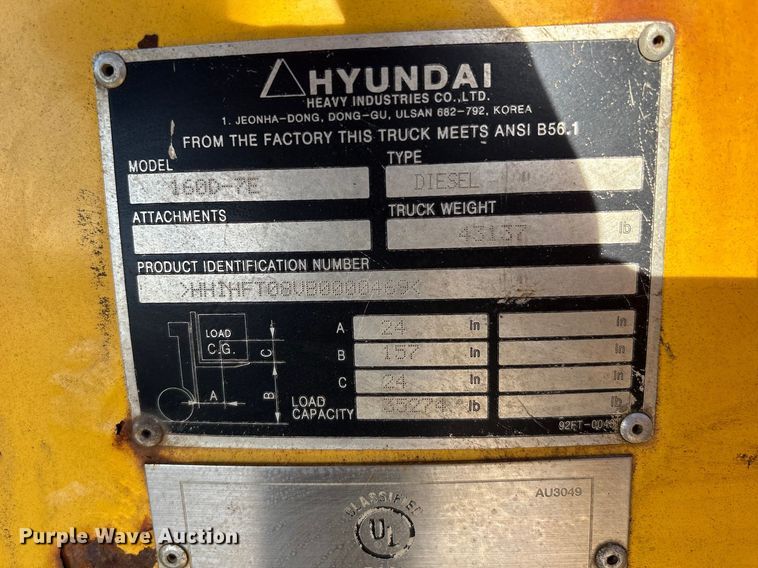image for item EU0519 Hyundai 160D-7E forklift