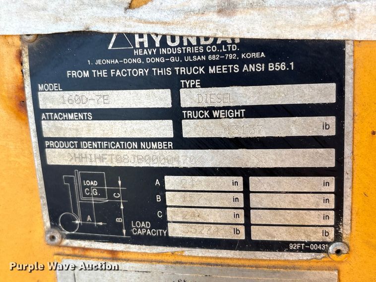 image for item EU0520 Hyundai 160D-7E forklift