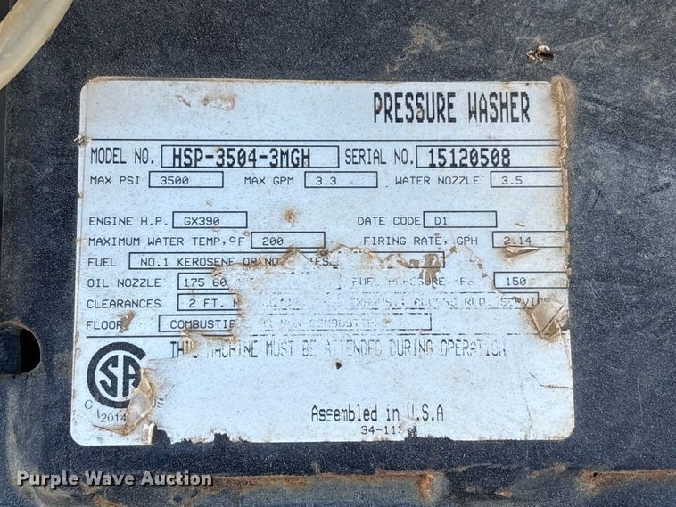 image for item EU0536 MI-T-M HSP-3504-3MGH pressure washer
