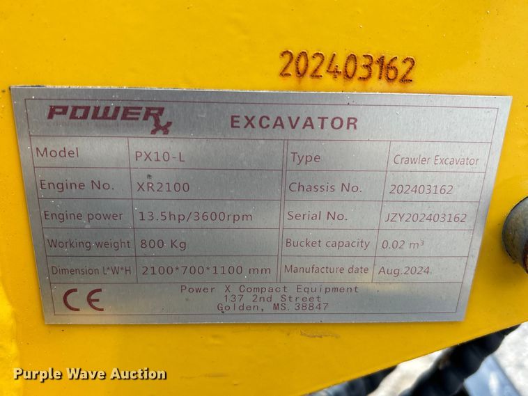image for item EU7489 2024 PowerX PX10-L mini excavator