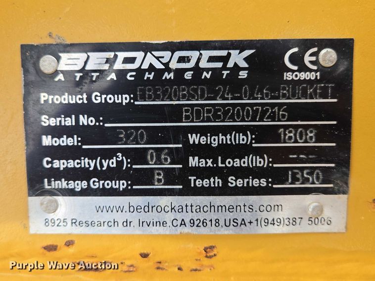 image for item EV5788 Bedrock EB320BSD excavator bucket