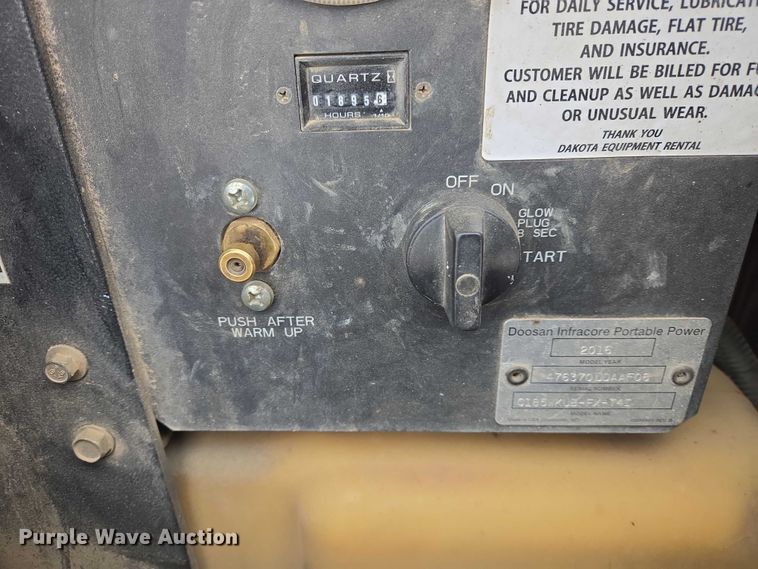 image for item EV5792 2016 Doosan C185 air compressor