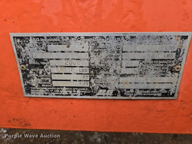 image for item EV5809 2008 JLG 600S boom lift