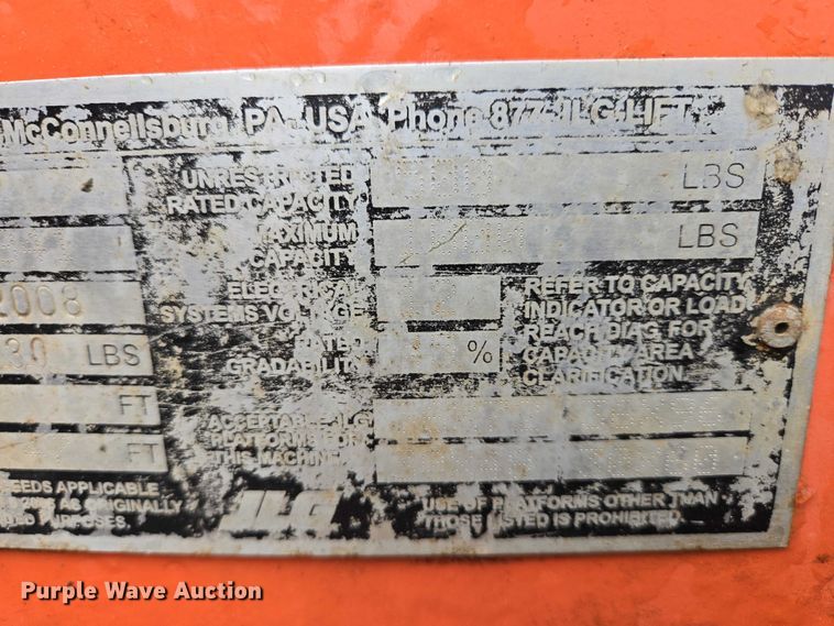 image for item EV5809 2008 JLG 600S boom lift