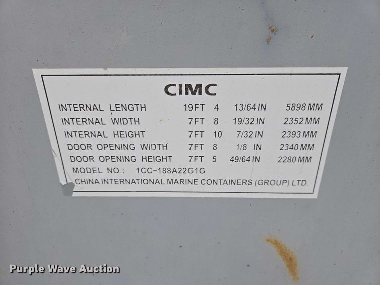 image for item EV5816 2008 CIMC 1CC-188A22G1G shipping container